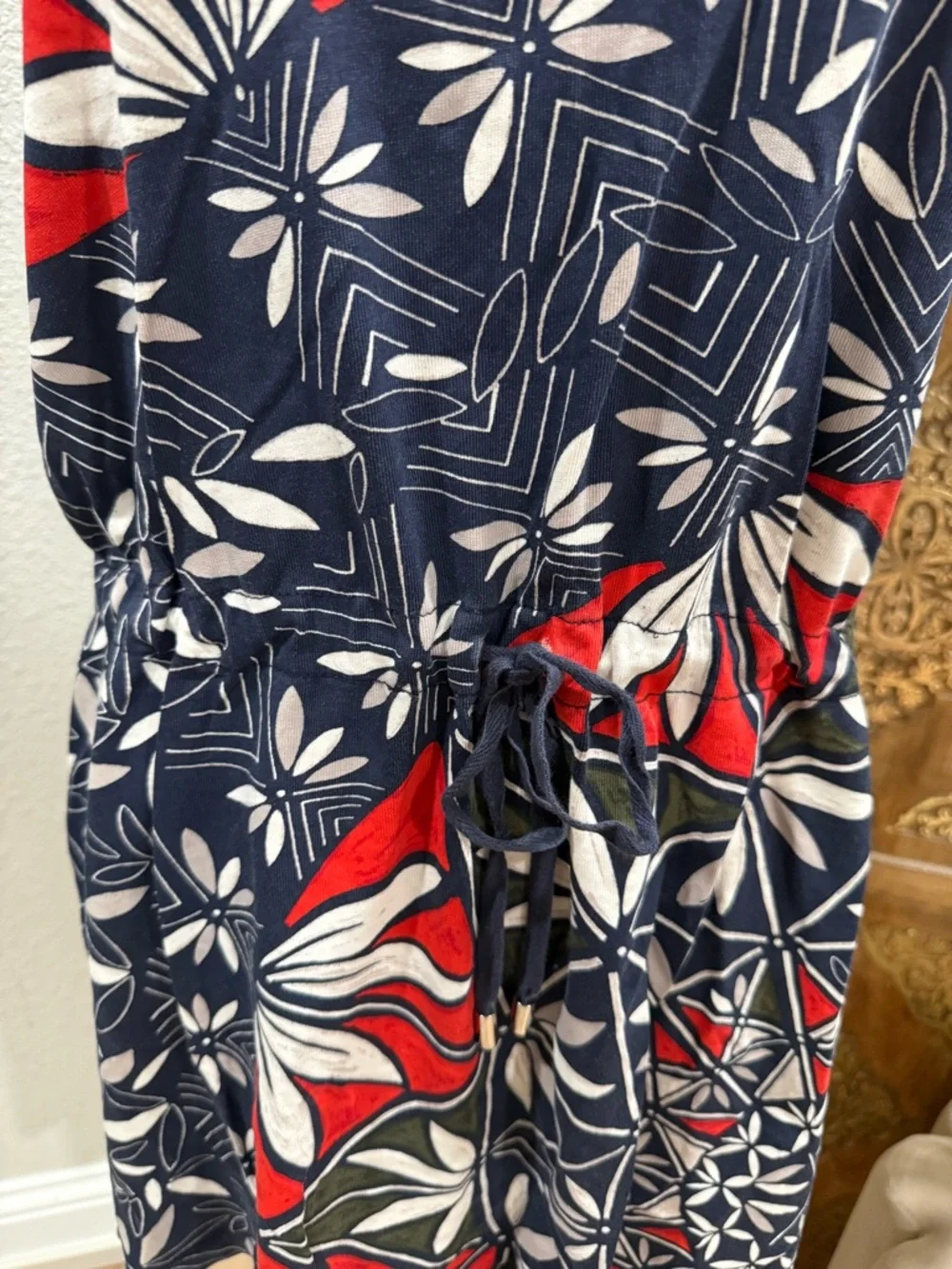 Tory Burch Navy, Red & White Geometric Floral Mini Dress 0022 - Picture 8 of 8